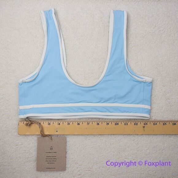 NEW Stone Fox Swim x Free People Dahlia bikini top, Summer Song blue, size M - Picture 10 of 12